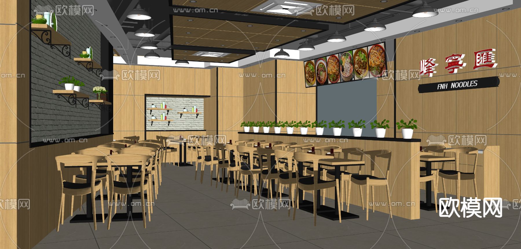 Noodle快餐店 面馆su模型下载（渲染图3）