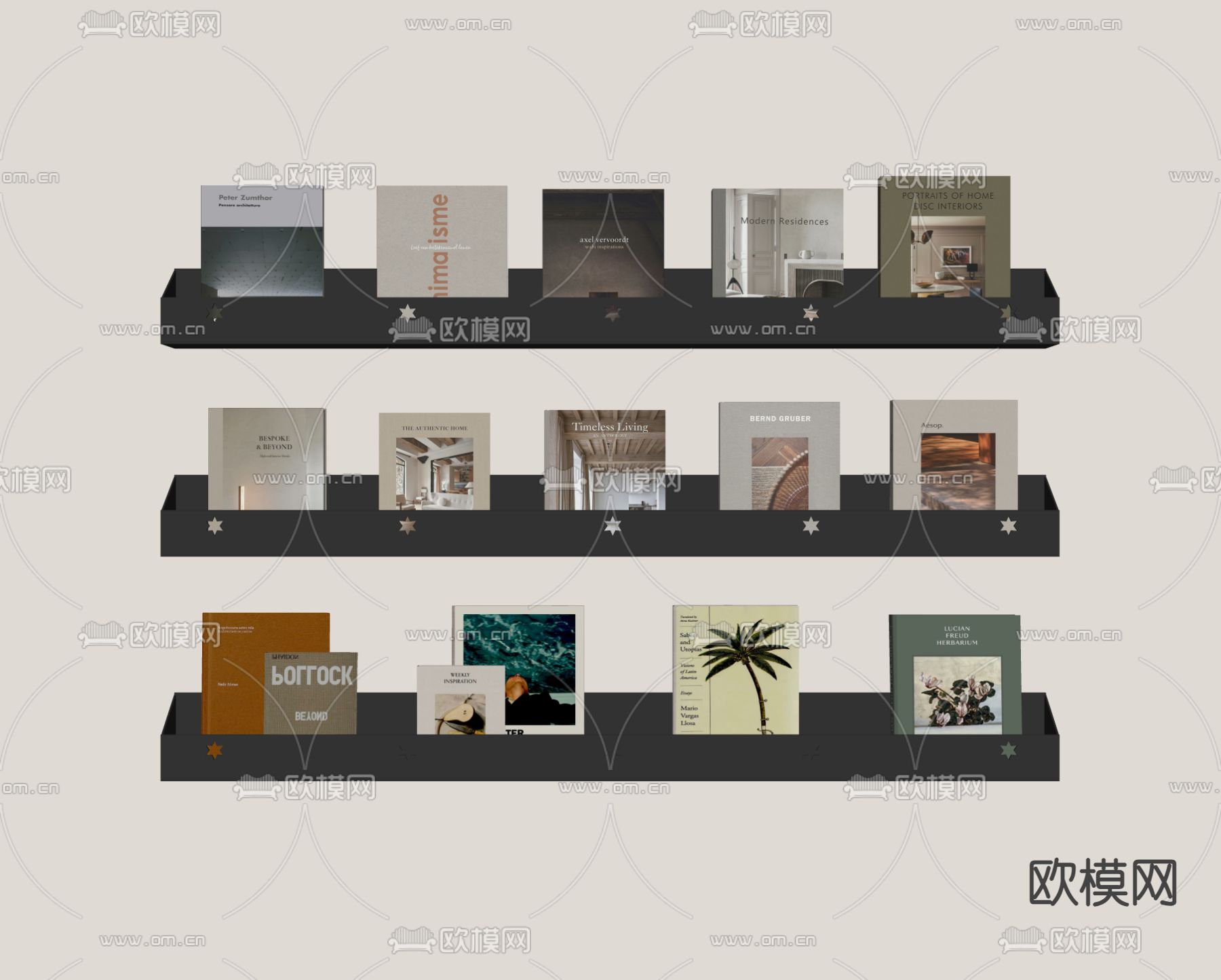 现代书架 书籍su模型下载（渲染图1）