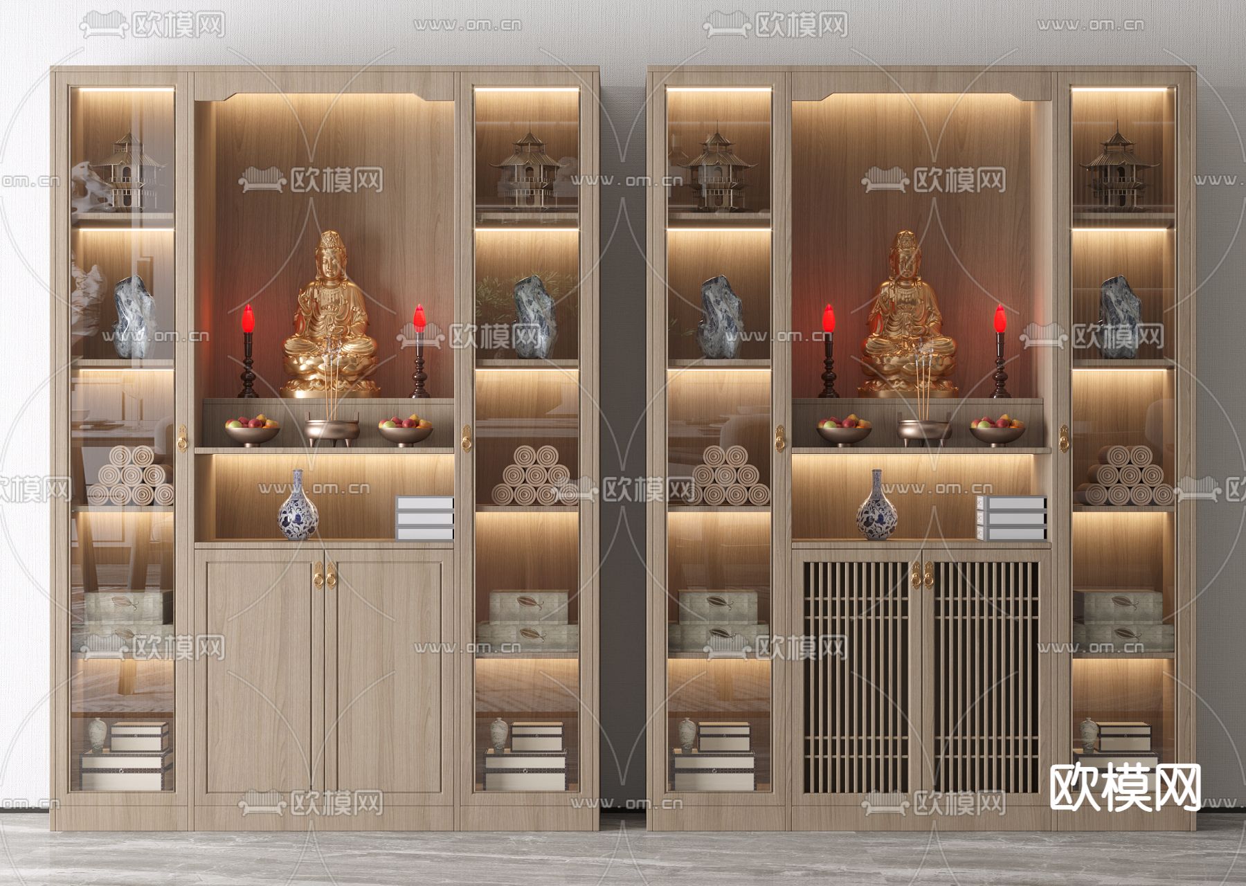 新中式神龛神台柜3d模型下载_ID12003886_3dmax免费模型-欧模网