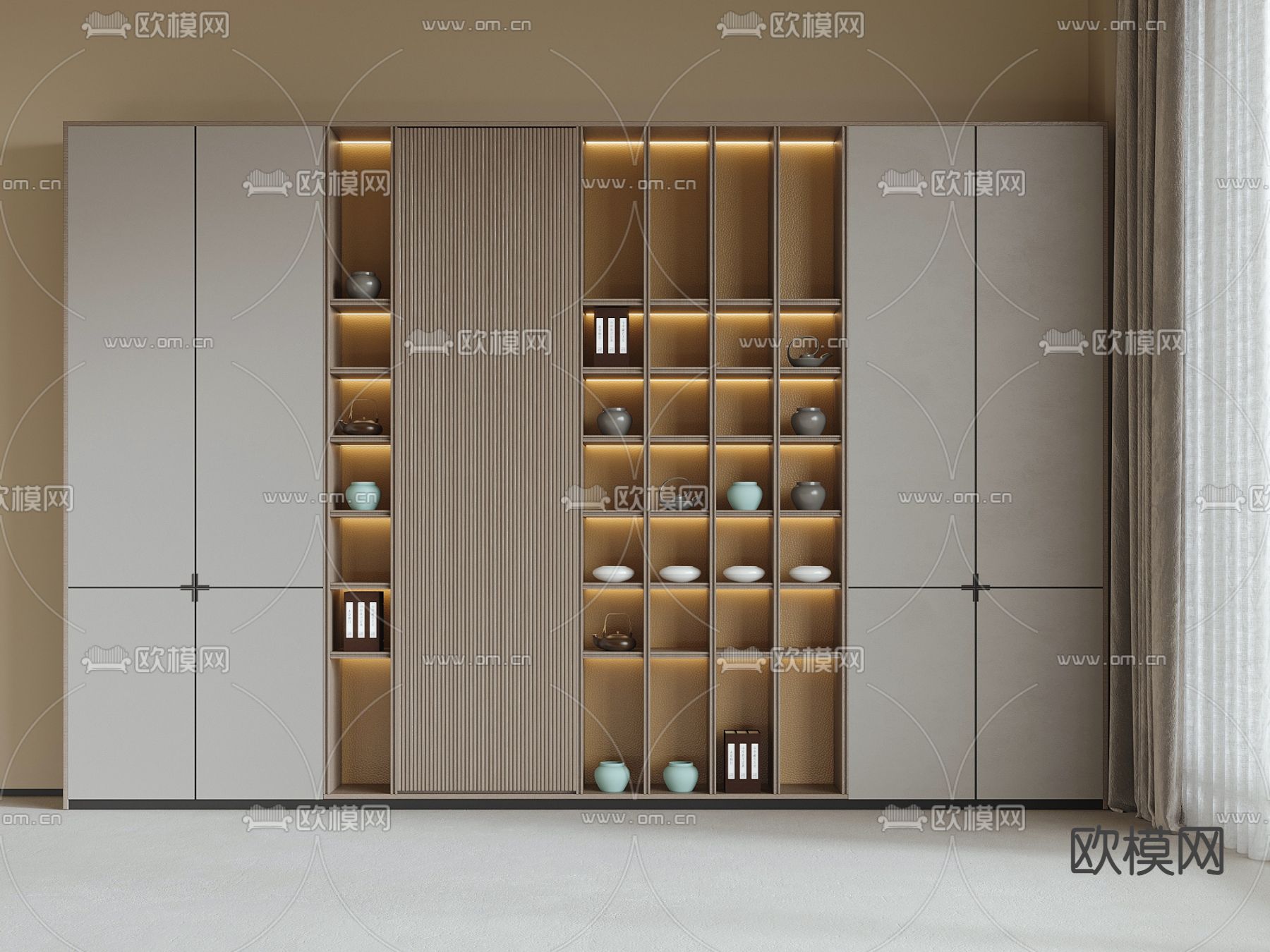 新中式茶水柜 陈列柜 装饰柜3d模型下载