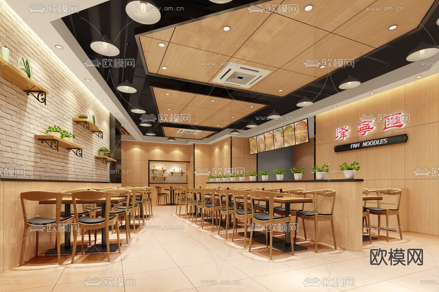 Noodle快餐店 面馆su模型下载（渲染图1）