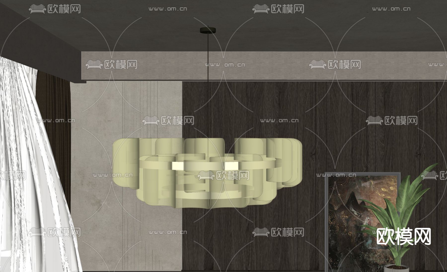 简欧吊灯su模型下载（渲染图1）