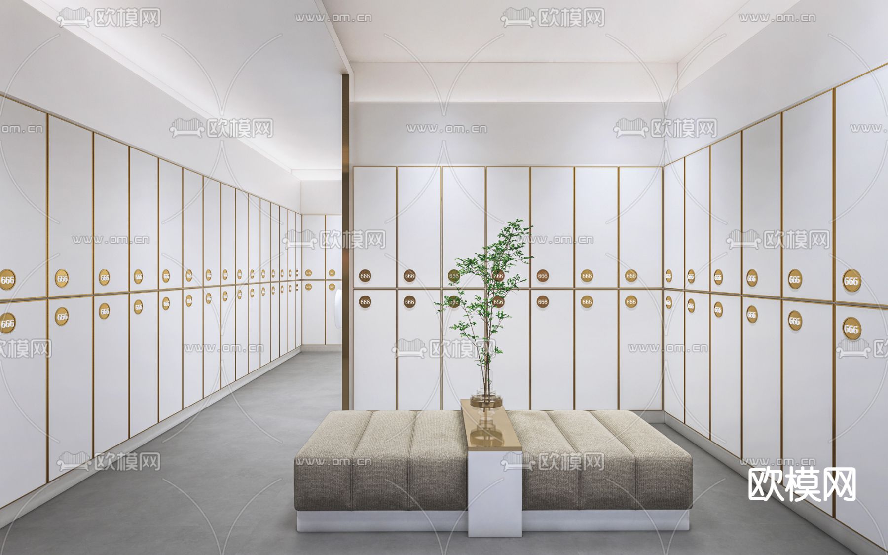 浴场 洗浴中心 更衣室su模型下载（渲染图1）