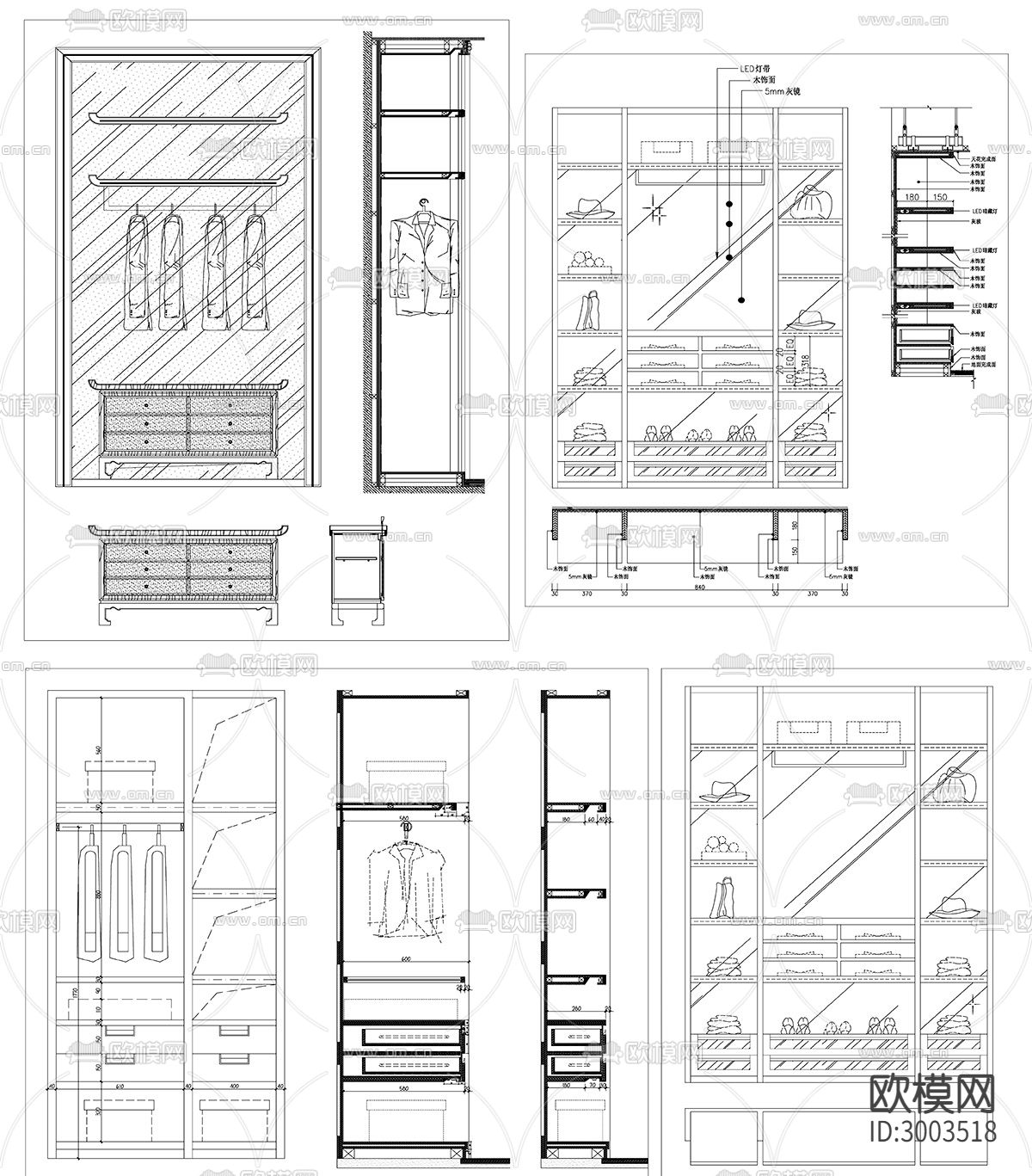 衣柜设计cad图库下载（渲染图3）