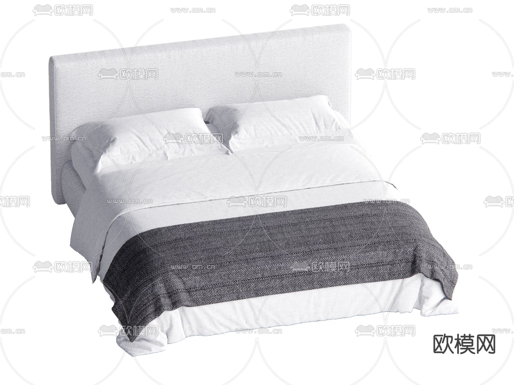侘寂双人床su模型下载（渲染图2）