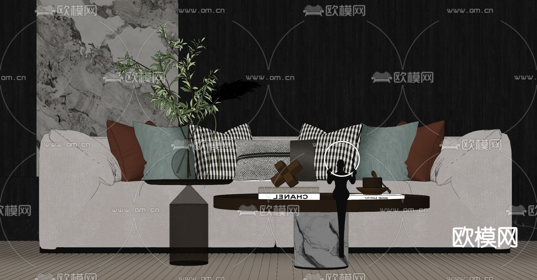 轻奢子母茶几su模型下载（渲染图2）