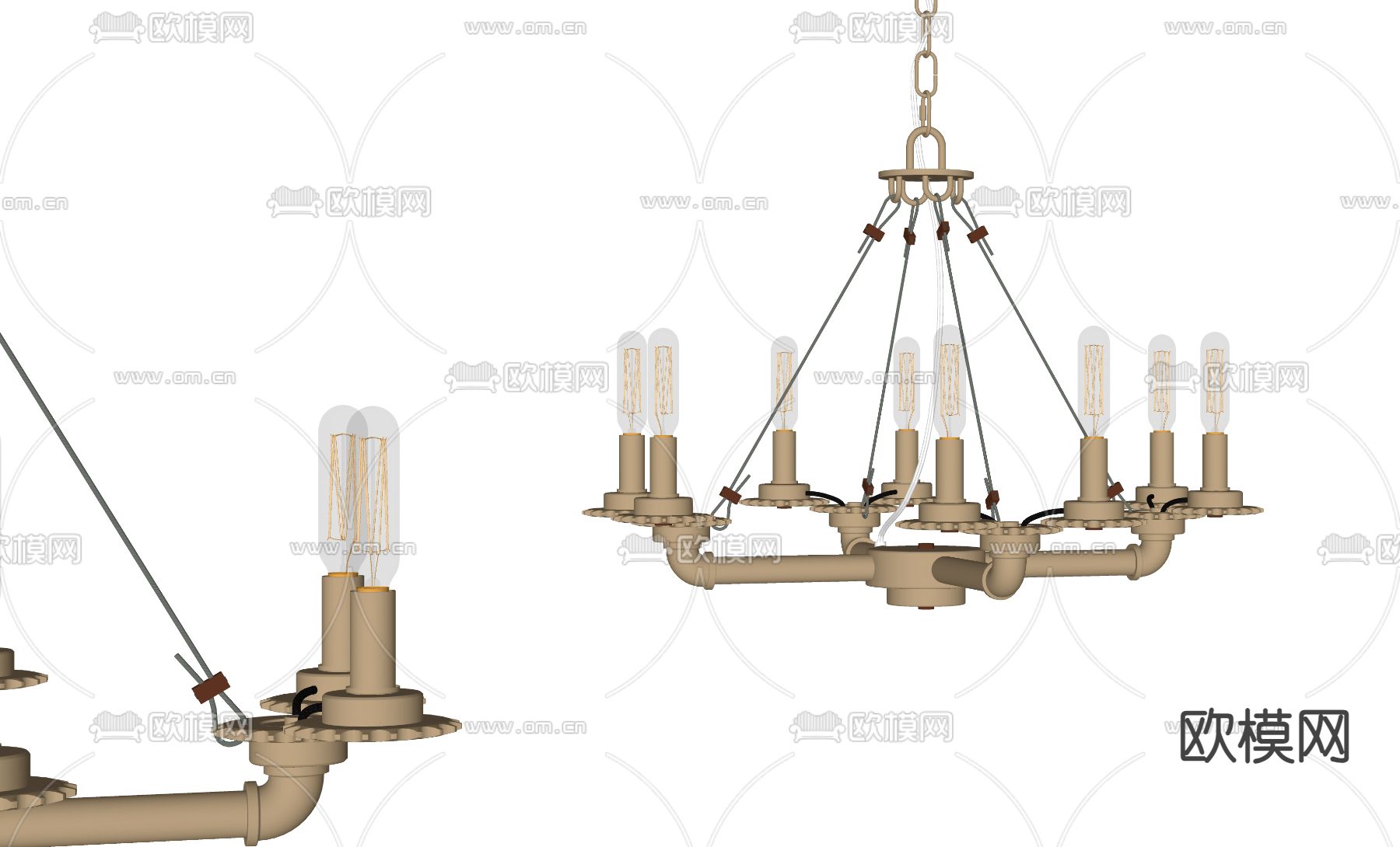 欧式烛台灯 吊灯su模型下载（渲染图2）
