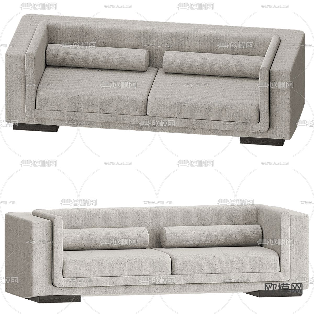 现代双人沙发 布艺沙发su模型