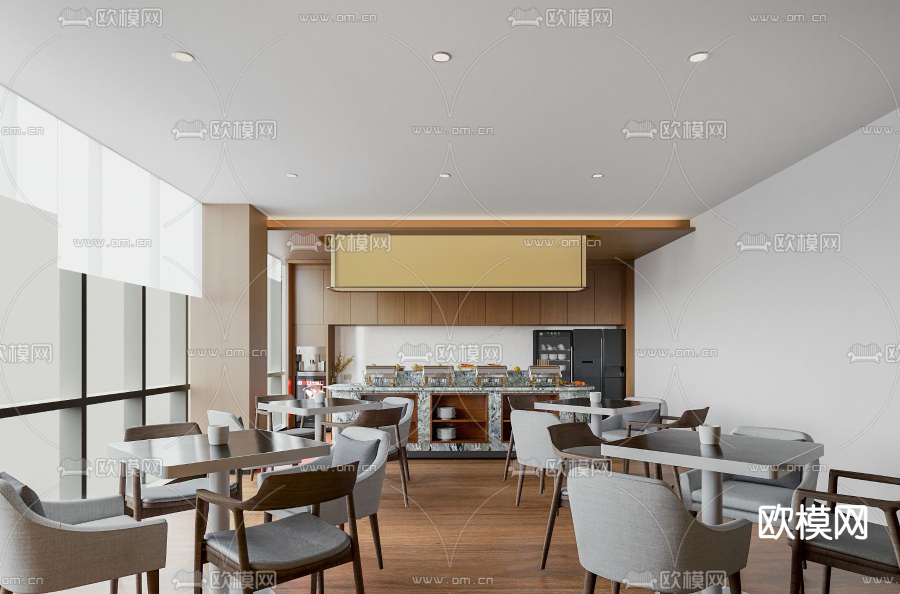 酒店餐厅 自助餐厅3d模型下载（渲染图1）