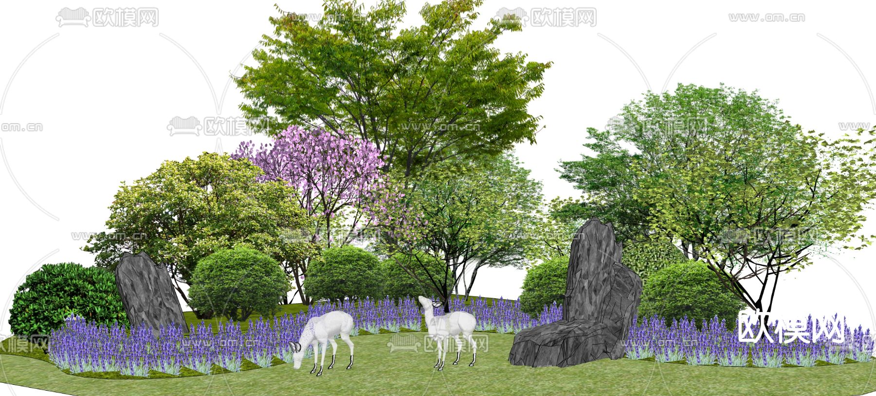 景观树 乔木灌木 绿篱草丛 灌木丛su模型