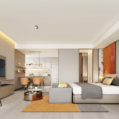  现代公寓 卧室su模型 