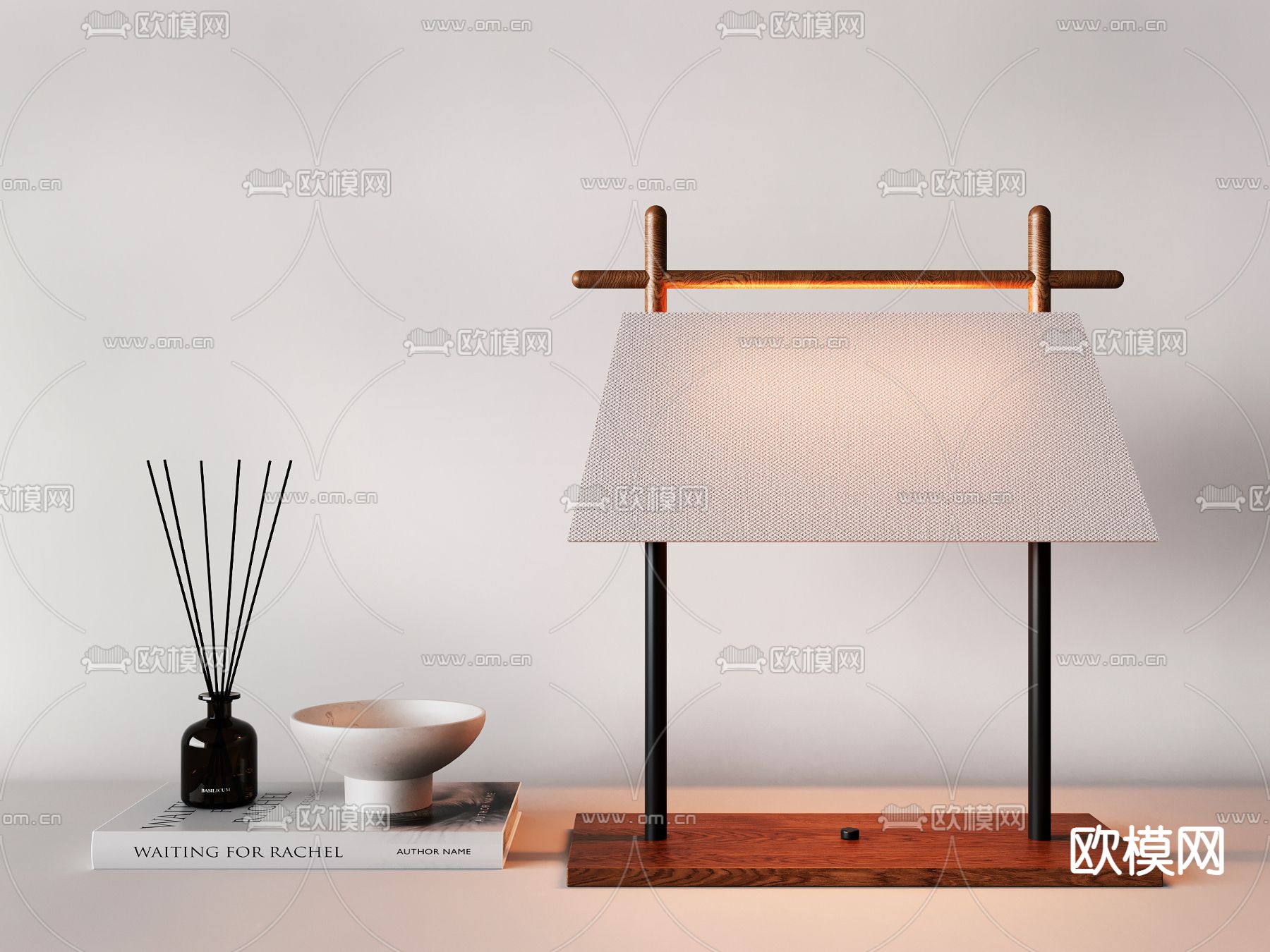 新中式台灯su模型下载（渲染图2）