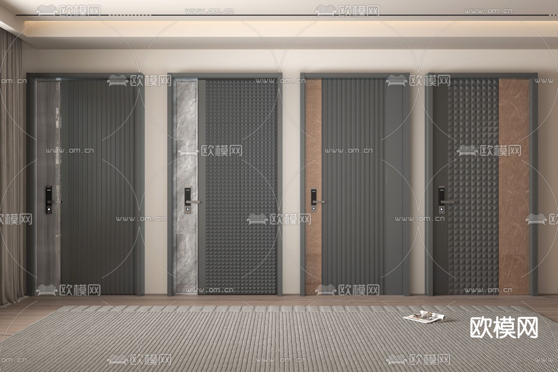 入户门 防盗门 密码门 单开门3d模型下载