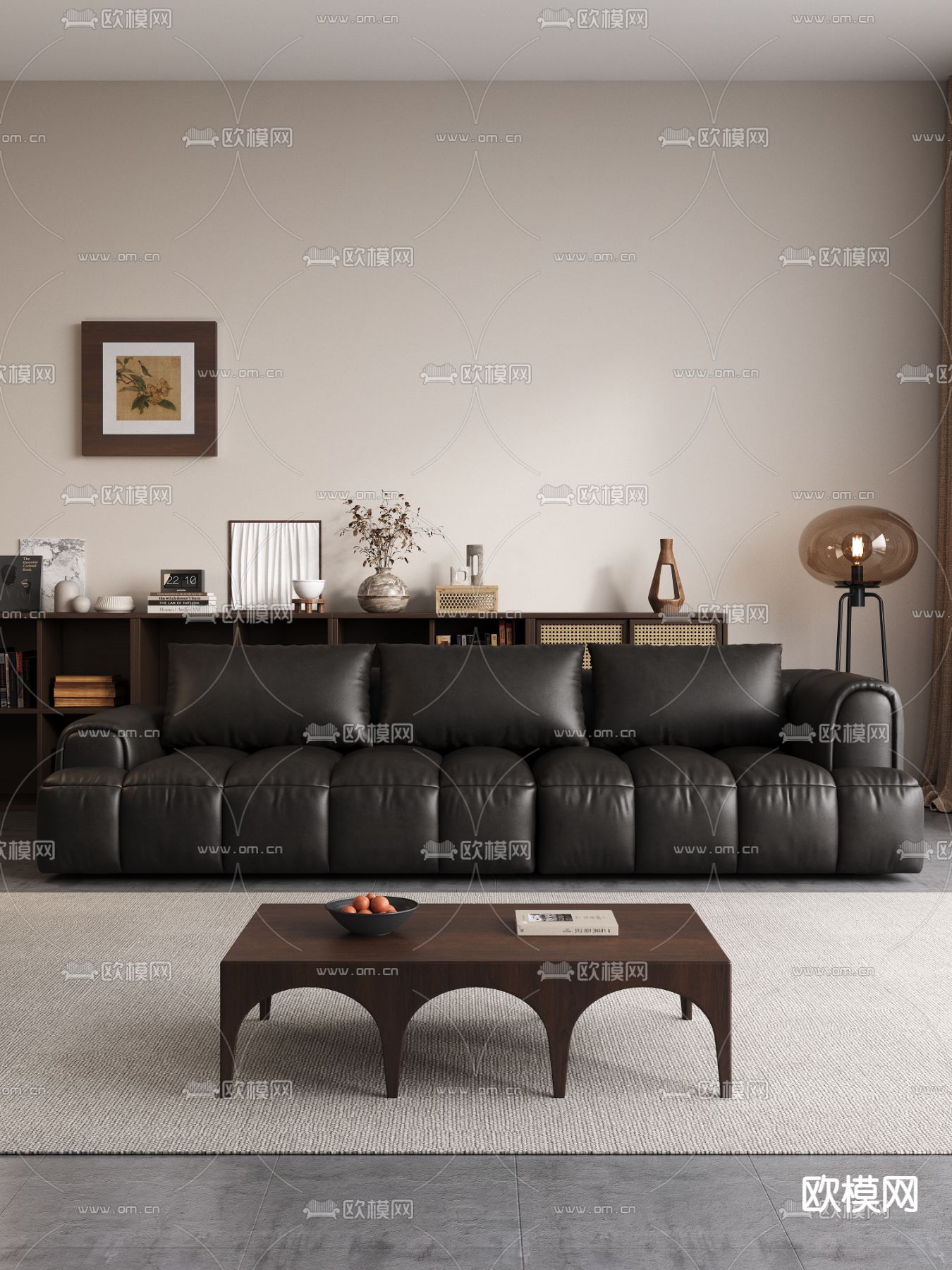 中古风沙发 多人沙发3d模型下载