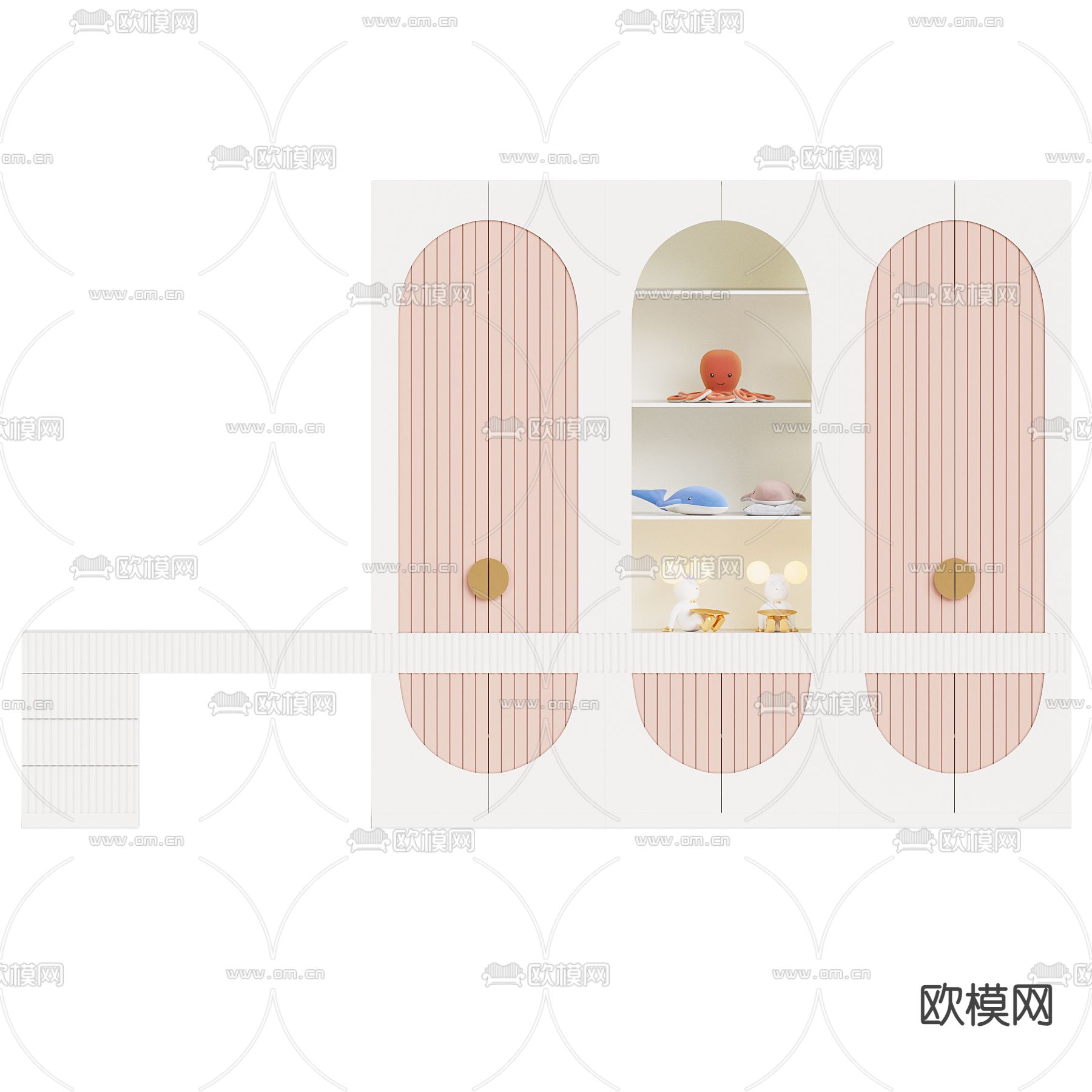 儿童衣柜 玩具柜3d模型下载（渲染图1）