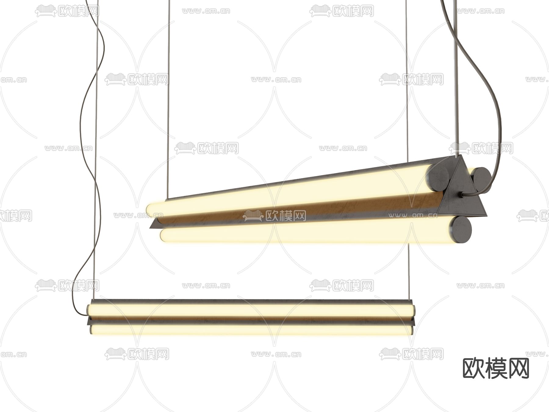 办公吊灯 长吊灯3d模型下载