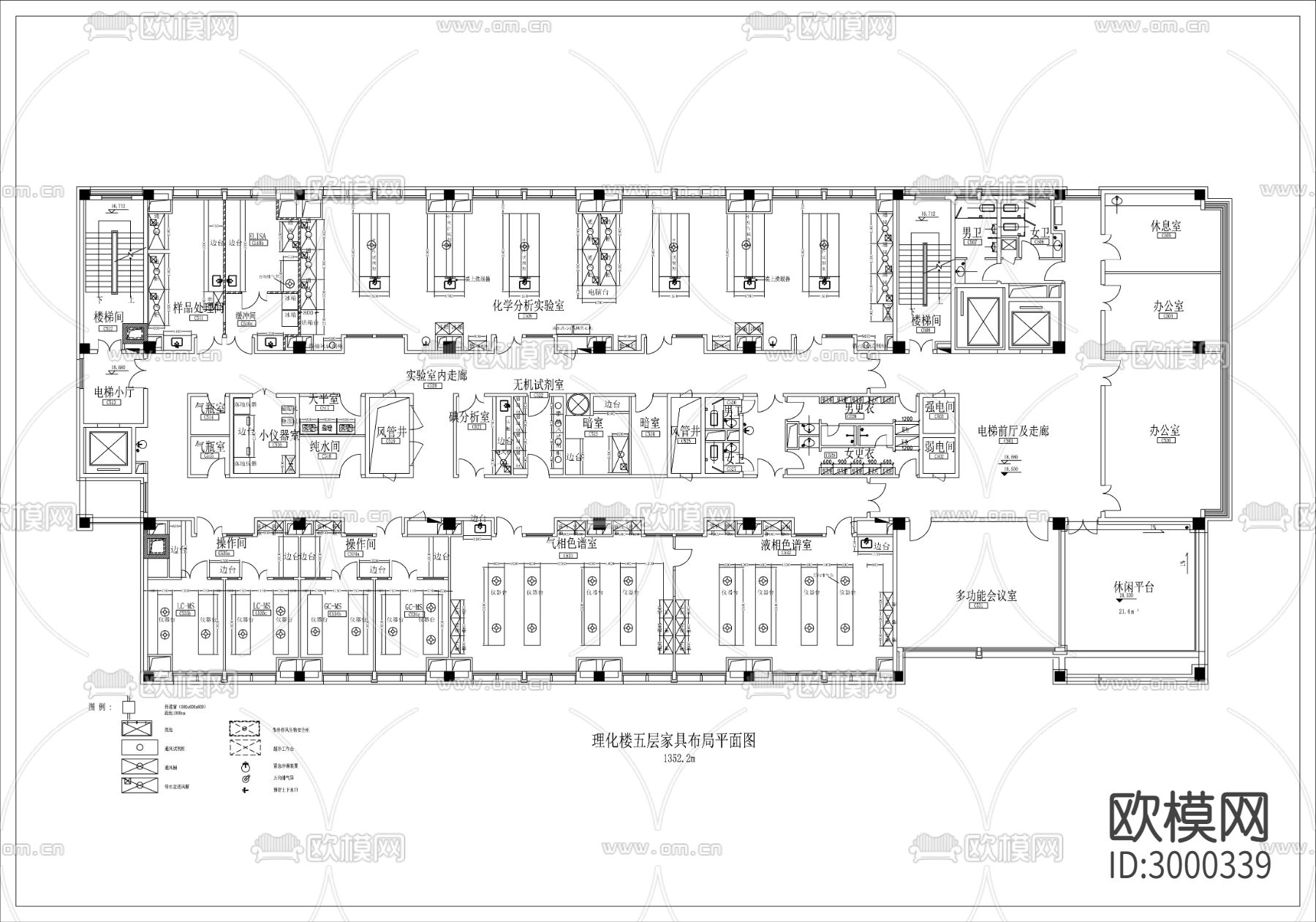 化学物理分析 检验检测 PCR实验室cad施工图下载（渲染图4）