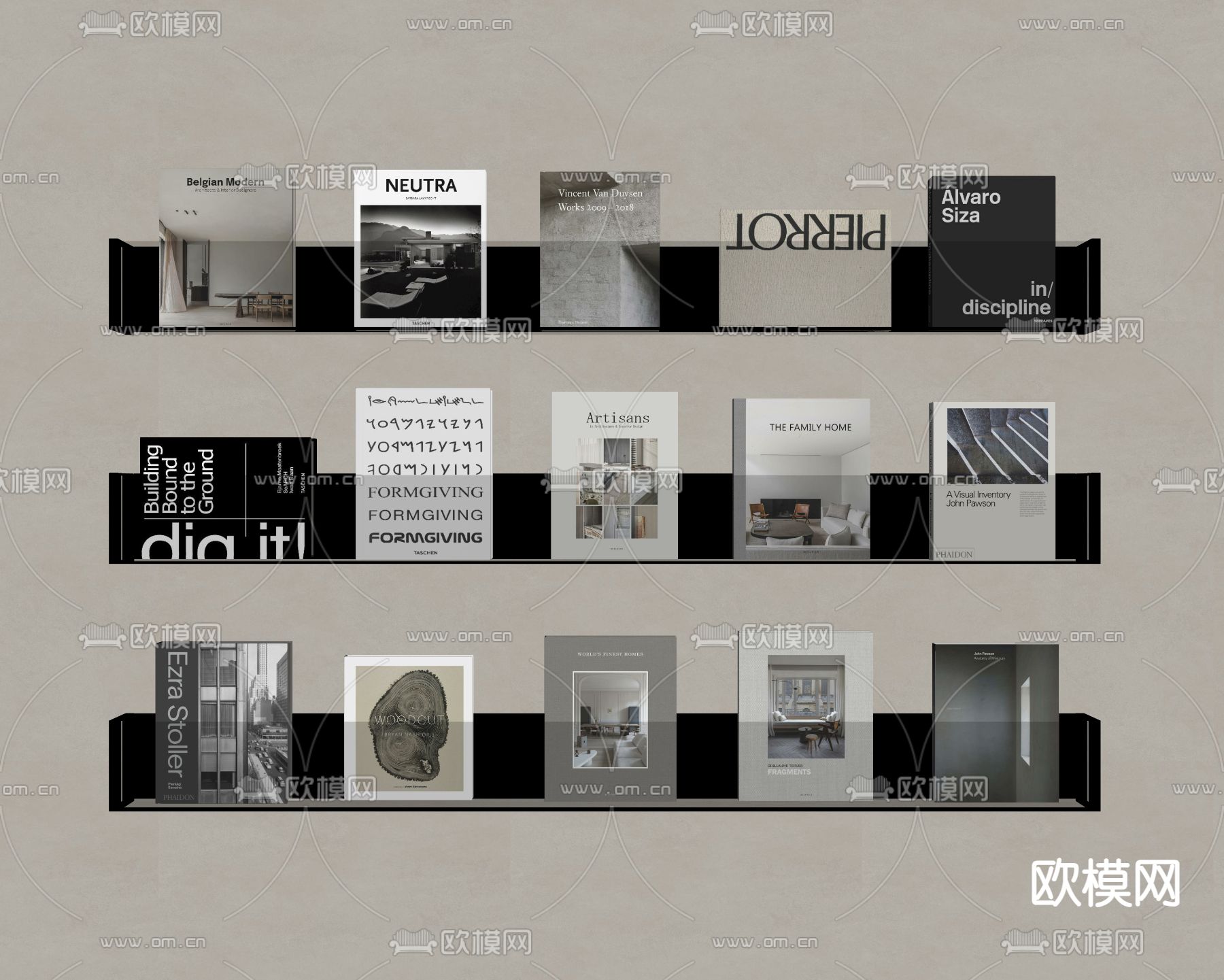 现代书架 书籍su模型下载（渲染图1）