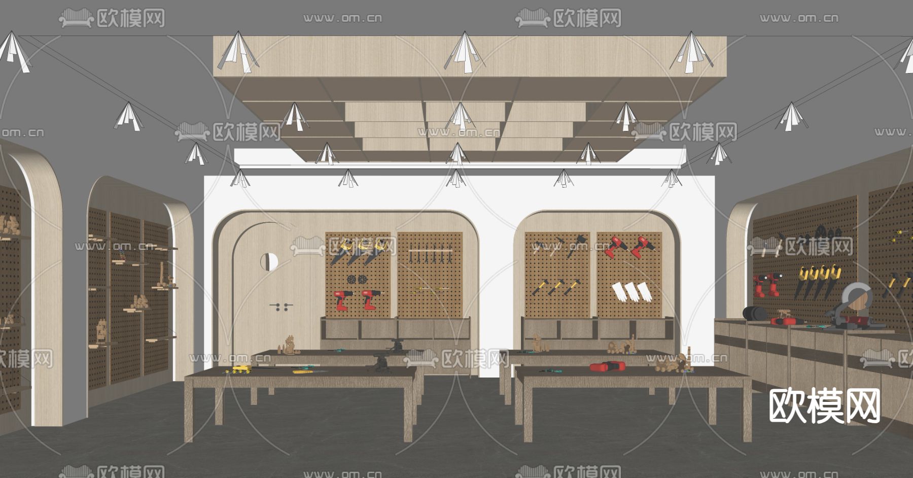 现代幼儿园 手工坊su模型下载（渲染图2）