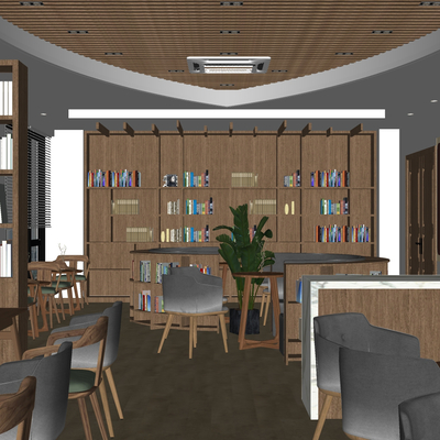  图书馆 阅读室su模型 