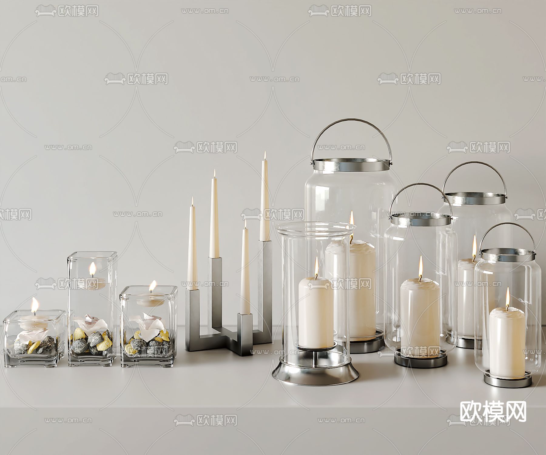 烛台灯 蜡烛3d模型下载