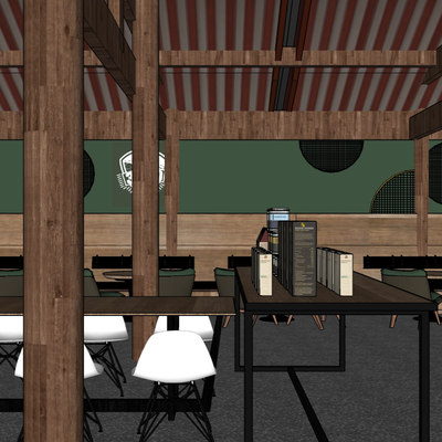  中式餐厅su模型 