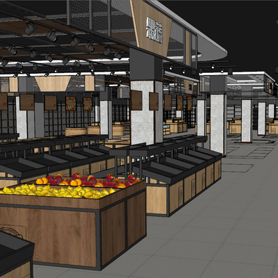  超市蔬果区su模型 