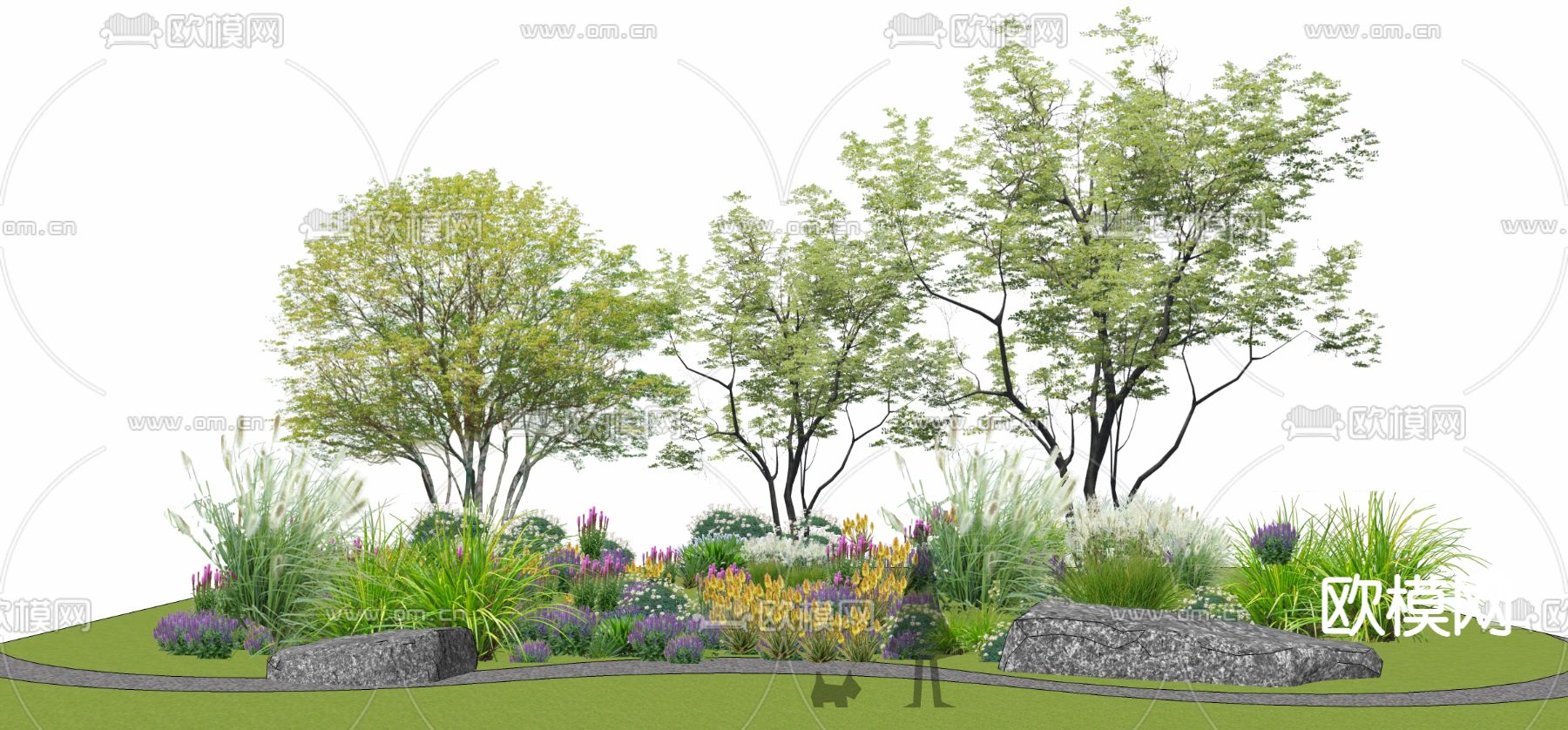 景观树 乔木灌木 绿篱草丛 灌木丛su模型下载（渲染图1）