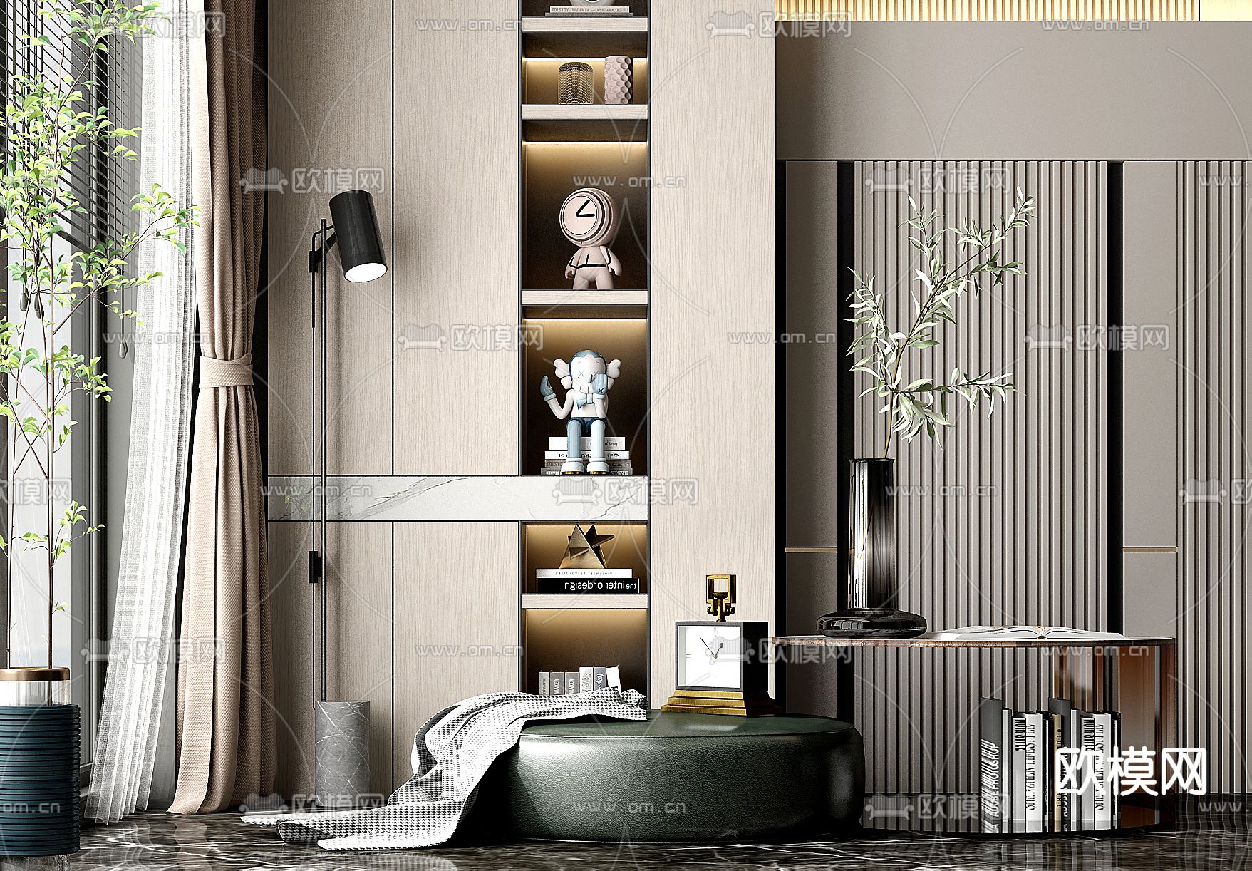 轻奢子母茶几su模型下载（渲染图1）