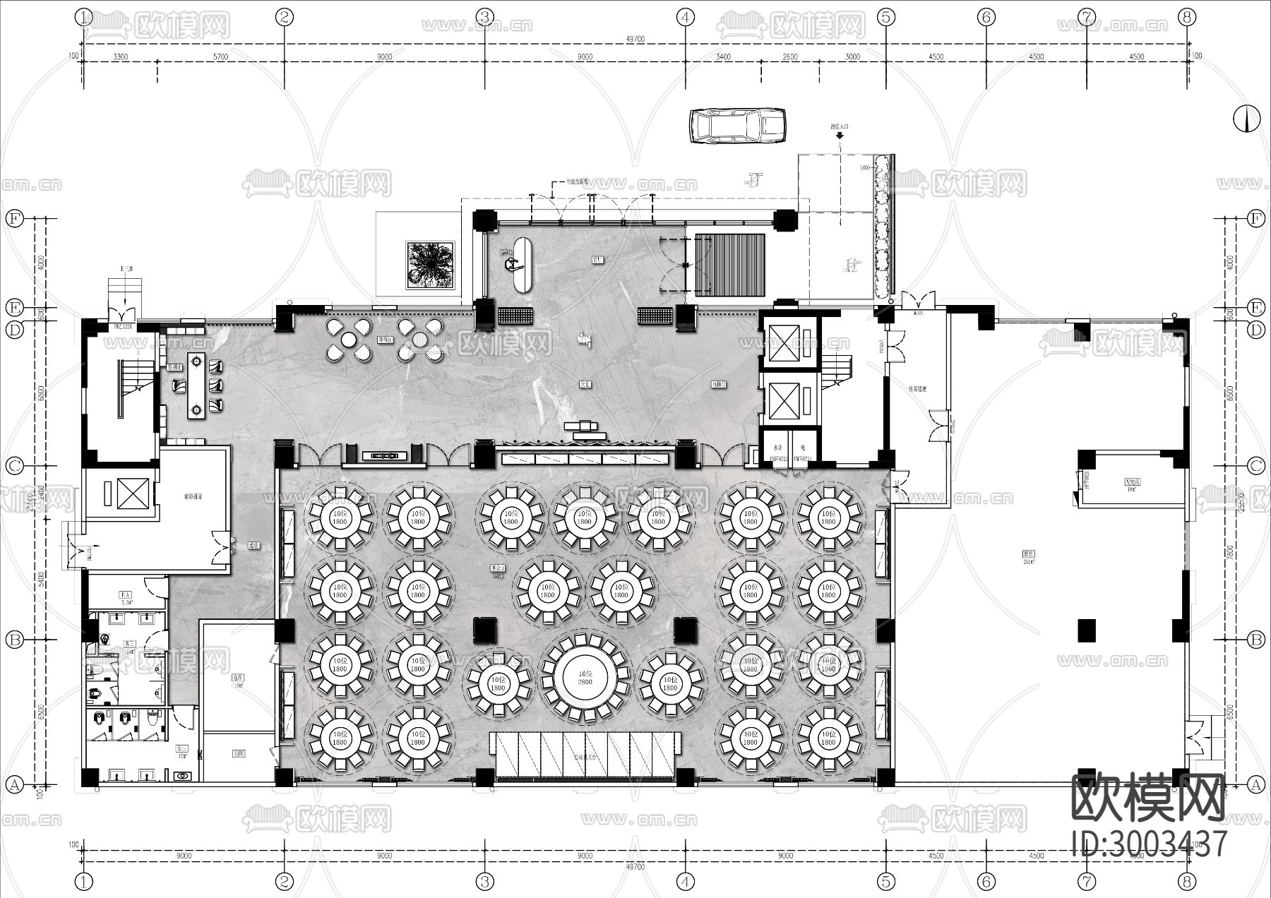 酒店宴会大厅cad平面图下载