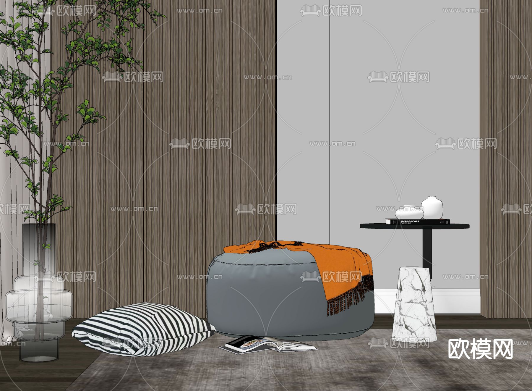 现代子母茶几su模型下载（渲染图2）