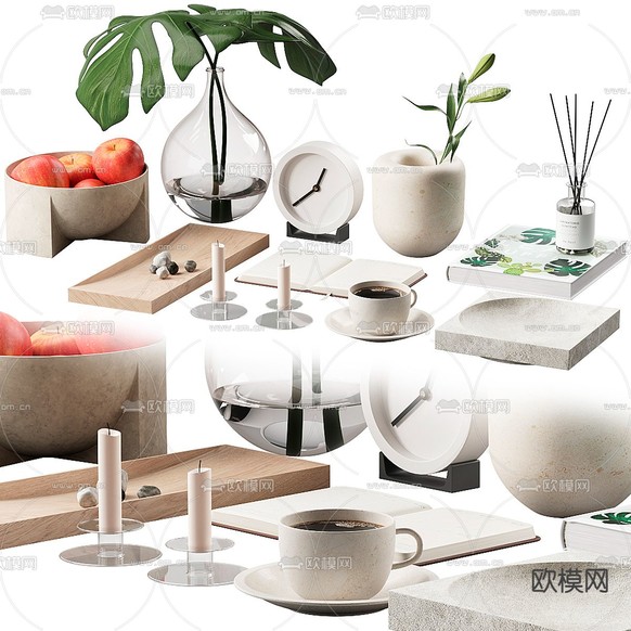 桌面摆件 水生植物 果盘 咖啡 书本3d模型下载
