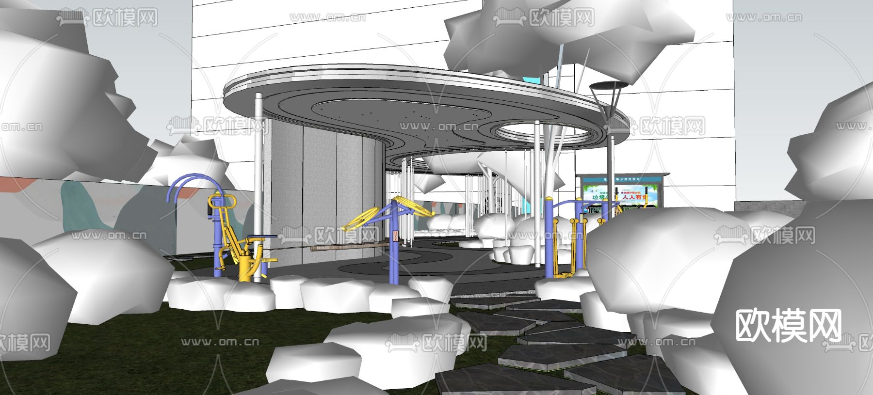 现代快递柜 文件柜su模型下载（渲染图3）