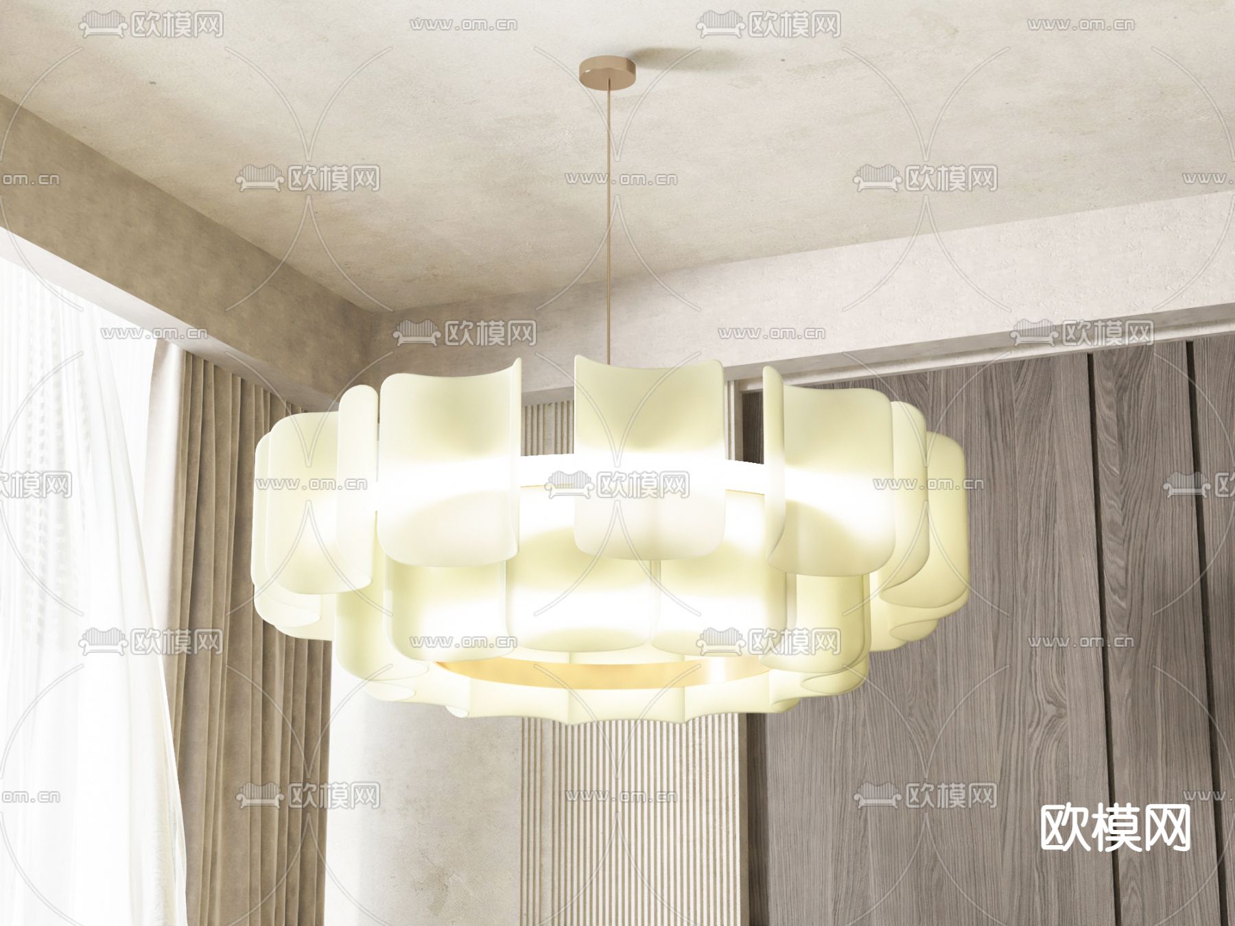 简欧吊灯su模型下载（渲染图2）
