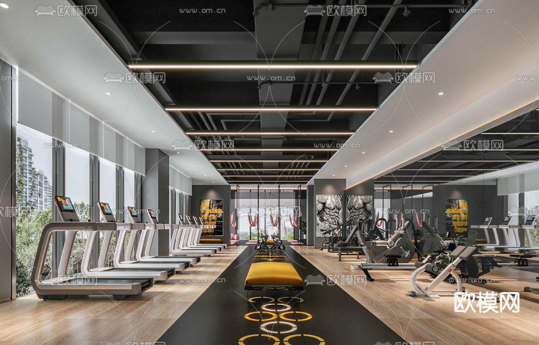 现代健身房3d模型下载