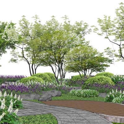  景观树 乔木灌木 绿篱草丛 灌木丛su模型 