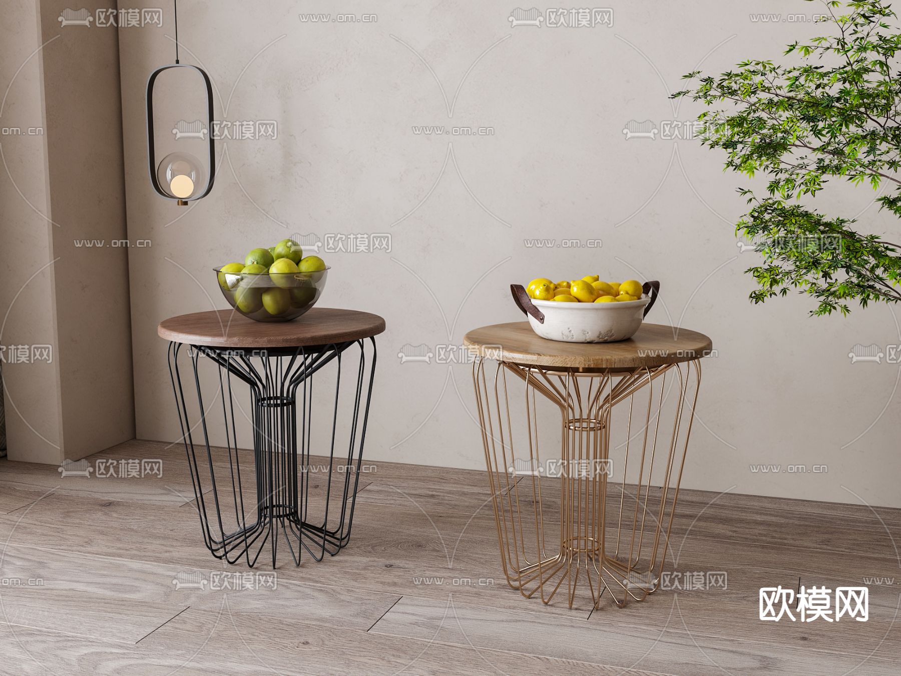 简欧边几 角几su模型下载（渲染图2）