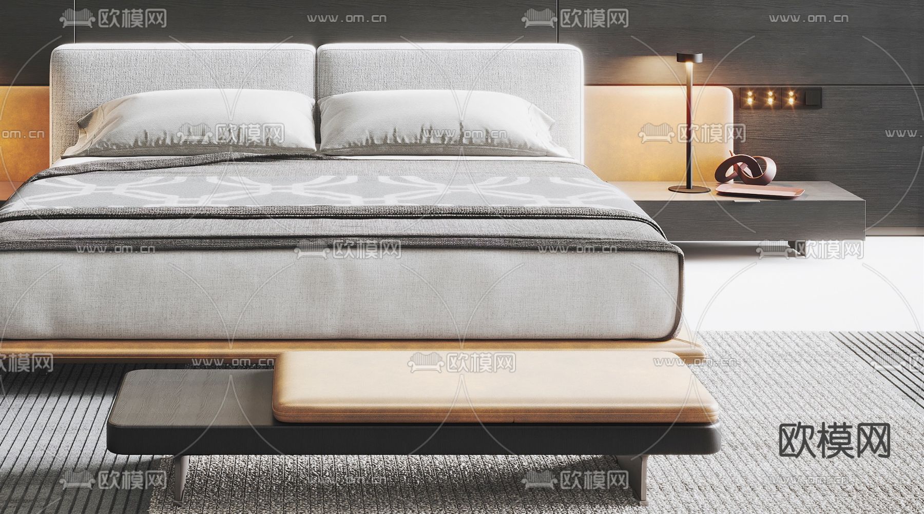Minotti 双人床3d模型下载（渲染图3）
