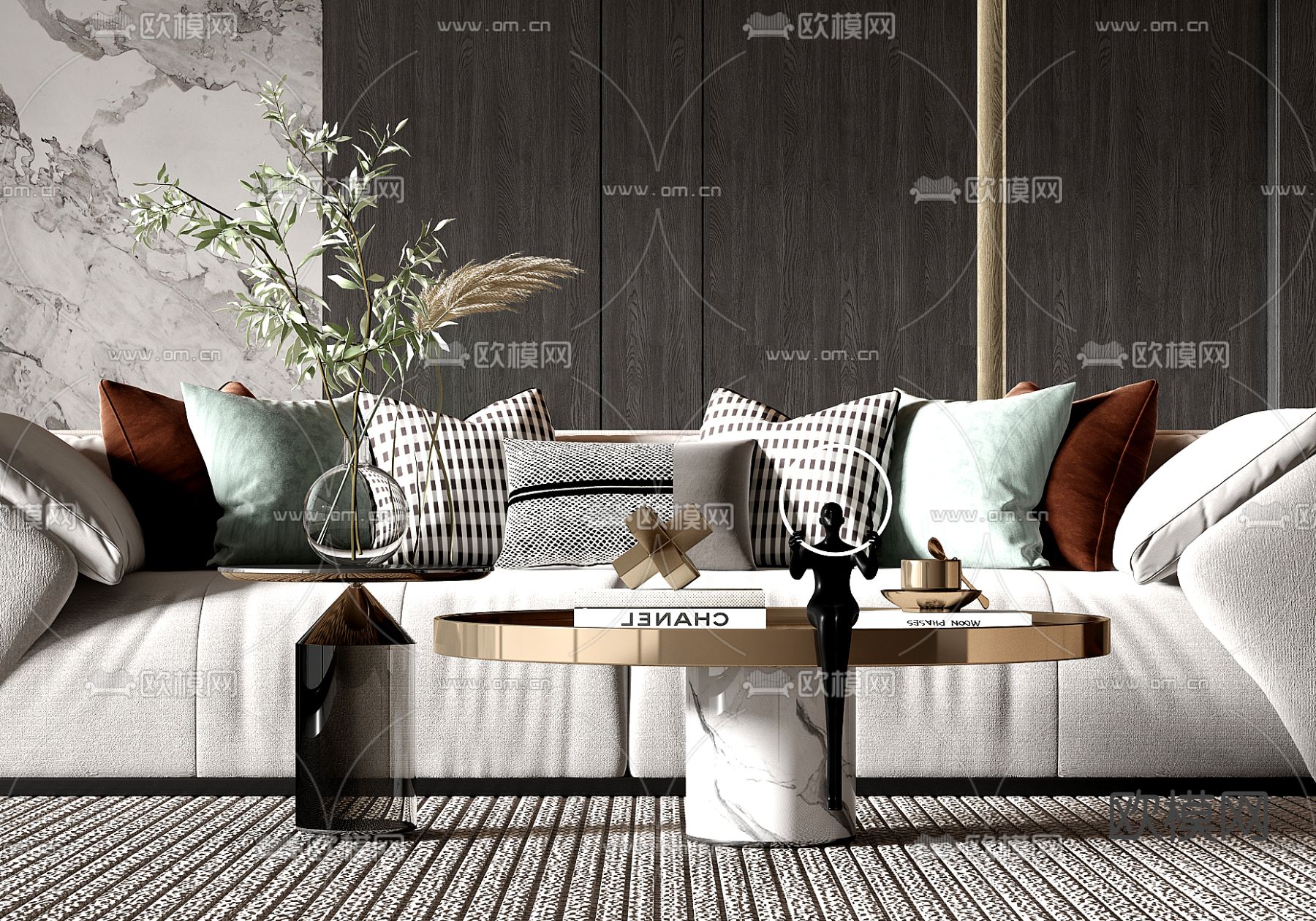 轻奢子母茶几su模型下载（渲染图1）