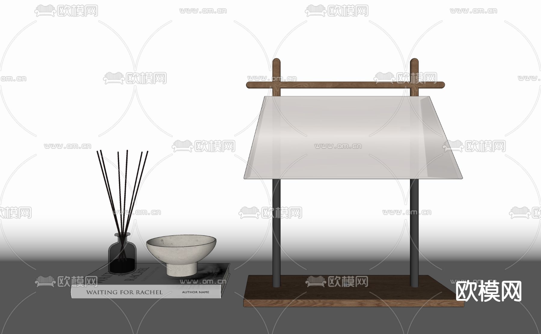 新中式台灯su模型下载（渲染图1）