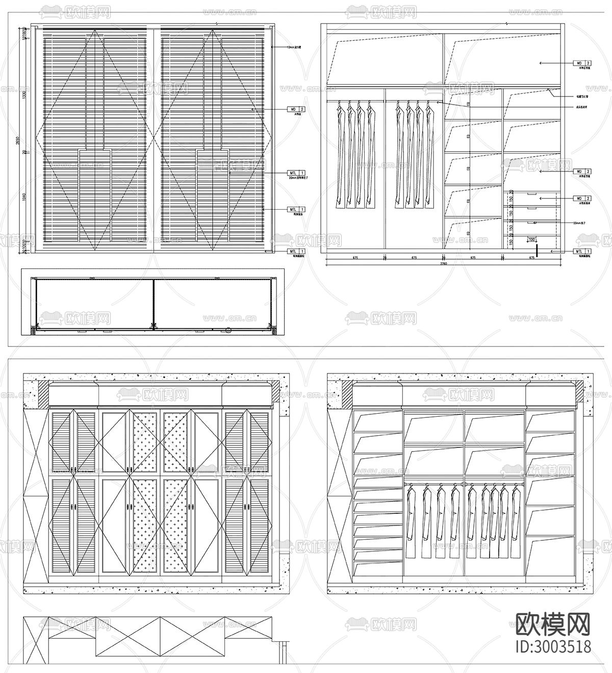 衣柜设计cad图库下载（渲染图7）