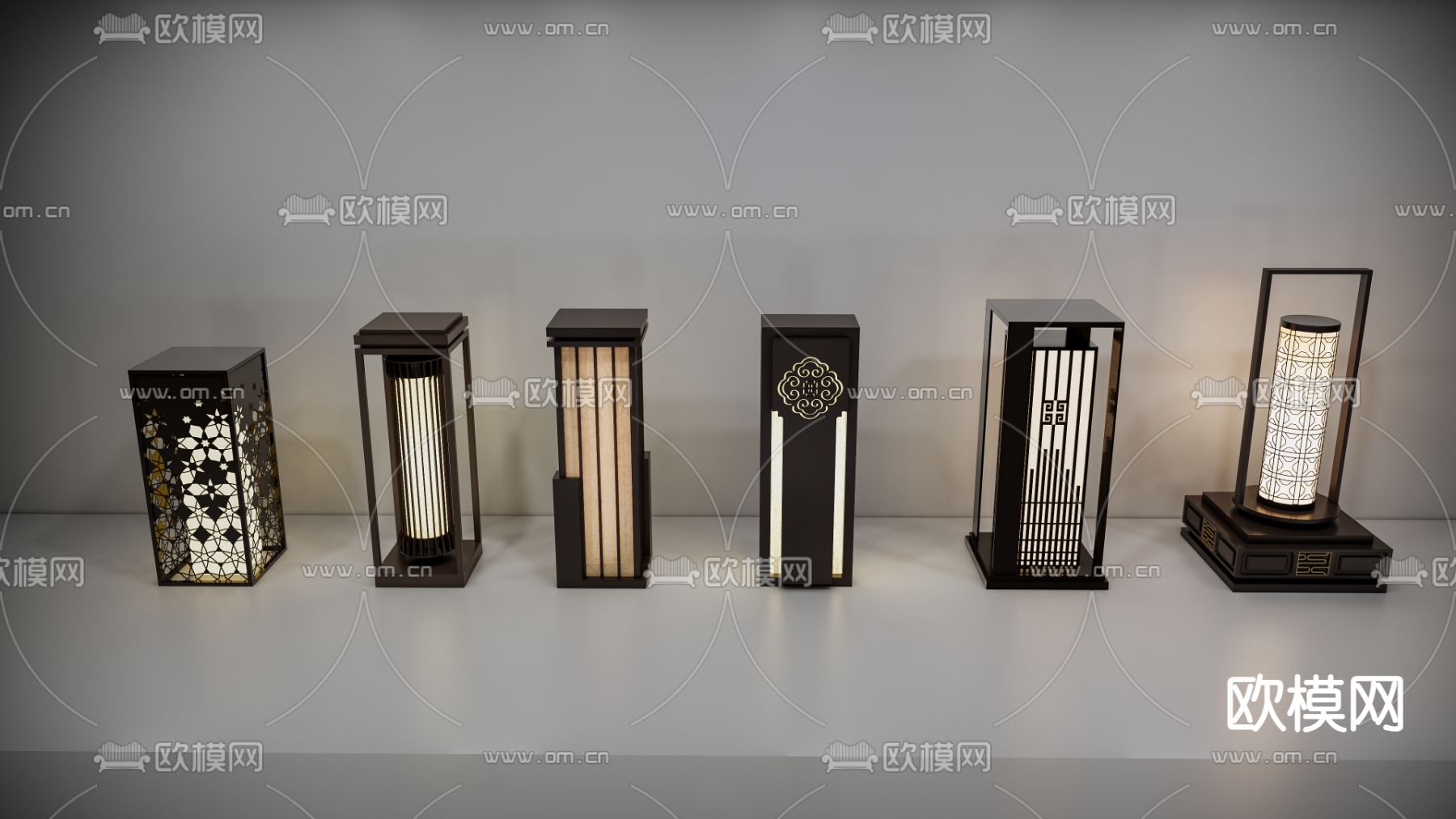 新中式景观灯 庭院灯 草坪灯 地灯 花园灯su模型下载（渲染图1）