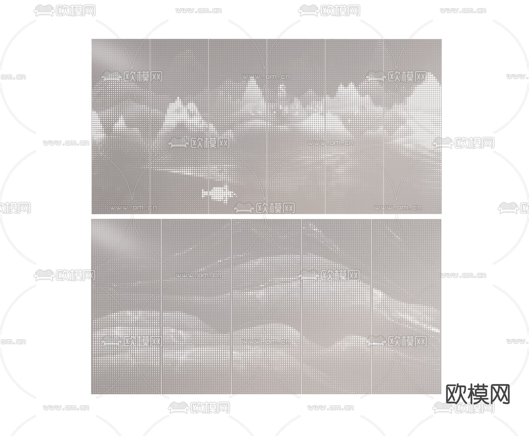 新中式穿孔板 透光板 铝单板 冲孔板su模型下载（渲染图1）