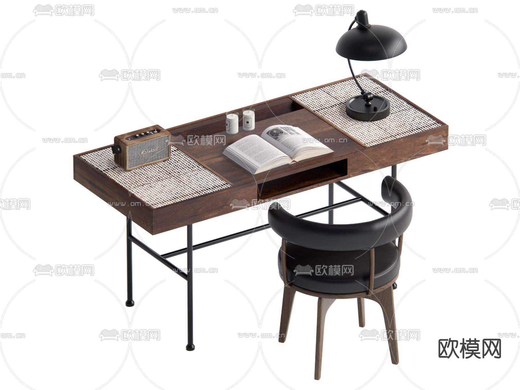 侘寂风书桌椅su模型下载（渲染图2）