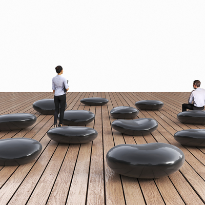  卵石坐凳 石头坐凳 广场凳su模型 