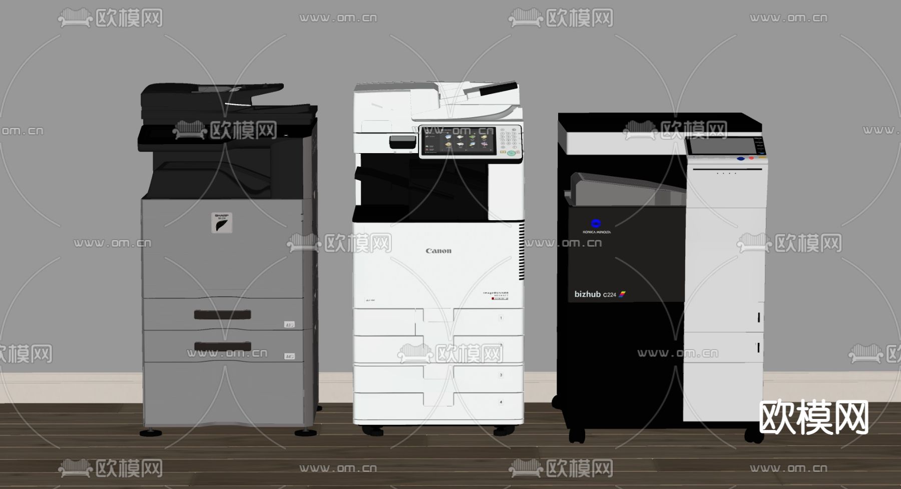 打印机 复印机 扫描机 办公用品su模型下载（渲染图2）