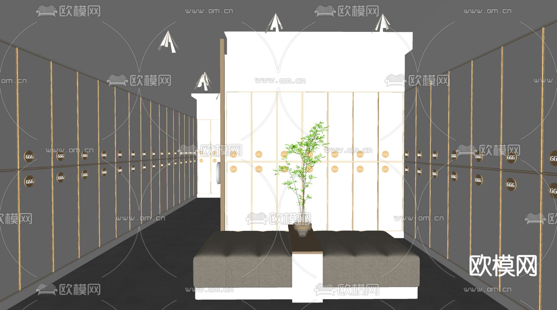 浴场 洗浴中心 更衣室su模型下载（渲染图3）