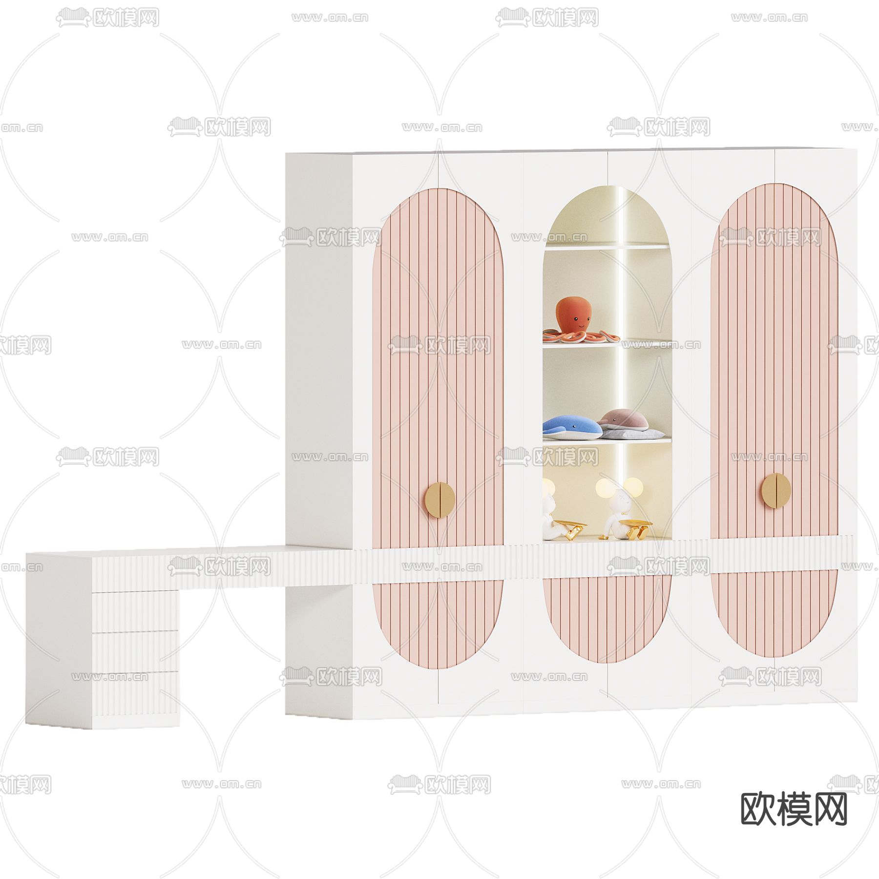 儿童衣柜 玩具柜3d模型下载（渲染图2）
