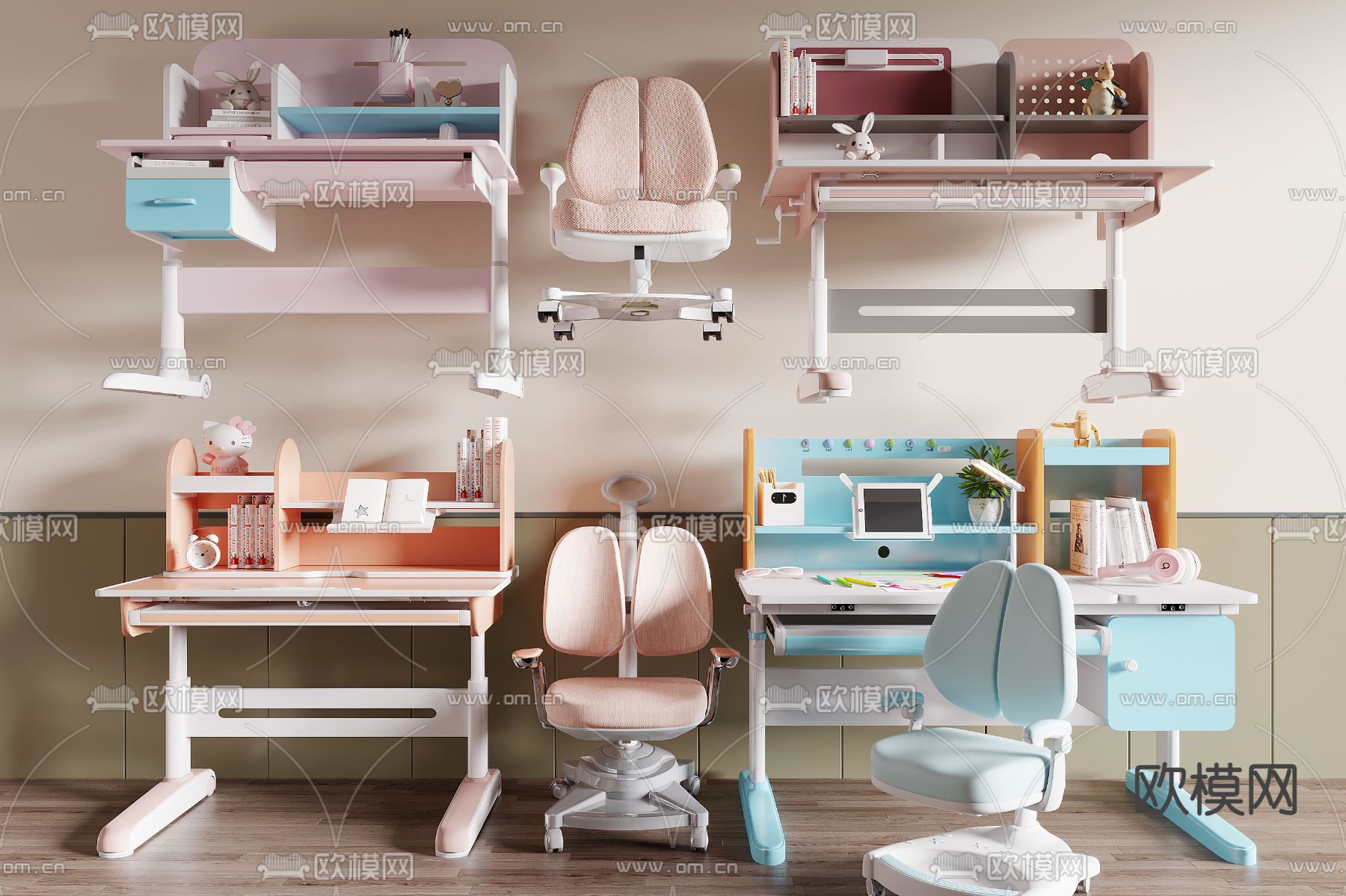 儿童书桌 学习桌 升降桌3d模型下载