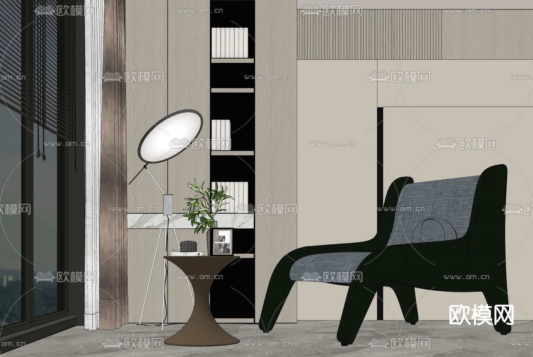 现代休闲椅 沙发椅su模型下载（渲染图2）